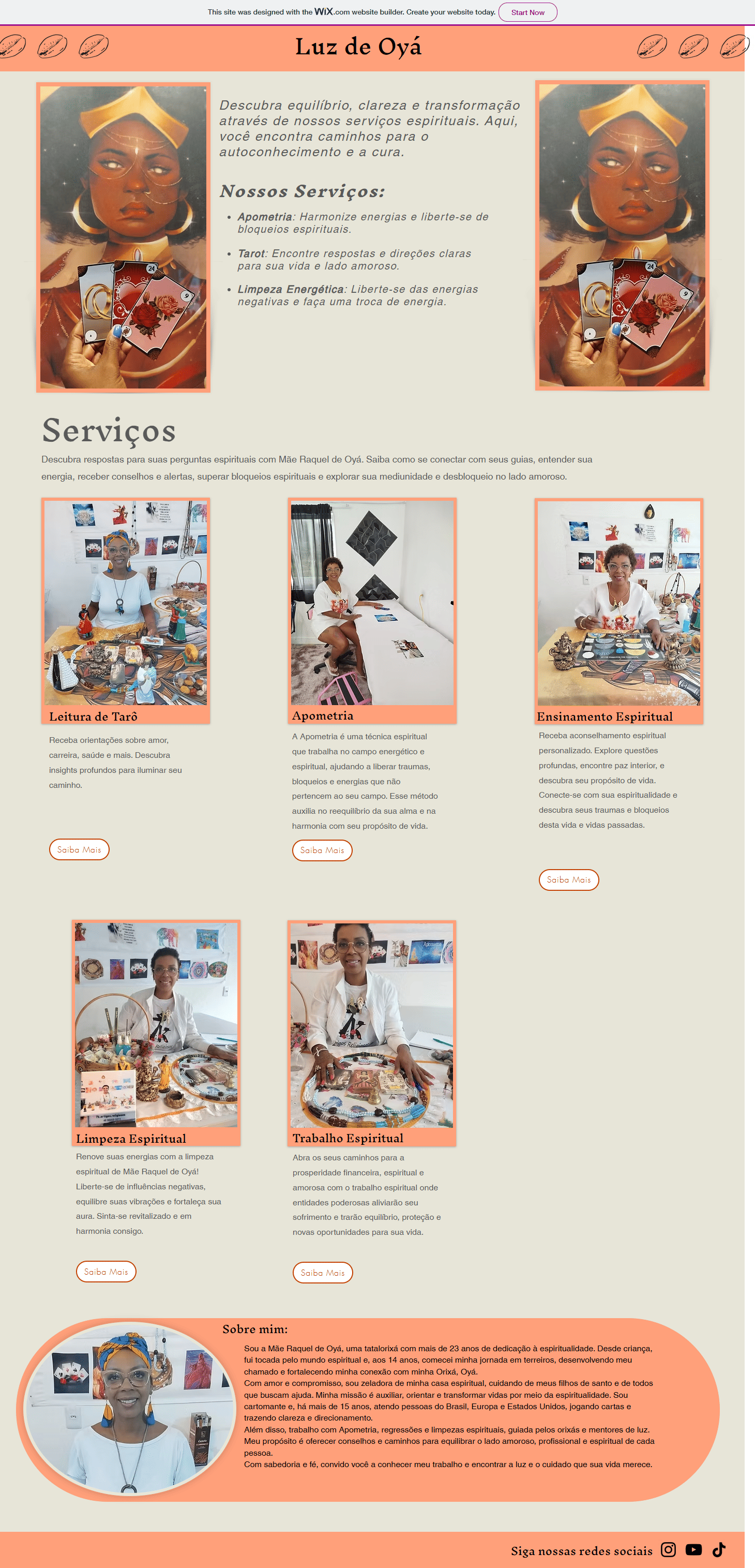 site criado intitulado Luz de Oyá